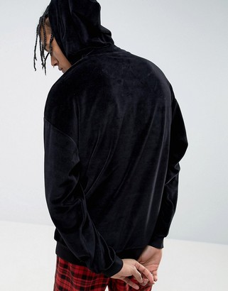 ASOS Oversized Velour Hoodie With Text Embroidery