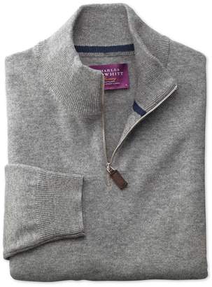 Charles Tyrwhitt Silver Cashmere Zip Neck Sweater Size Large