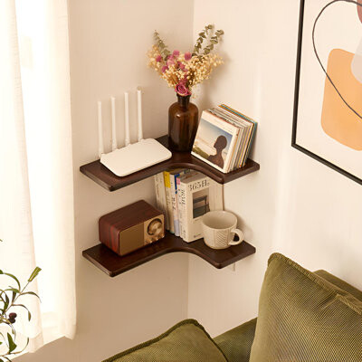 Corrigan Studio Solid Wood Floating Wall Shelf