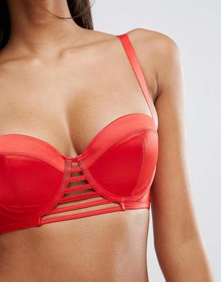 Wolfwhistle Wolf & Whistle B-G Cup Red Satin Cut Out Front Bra