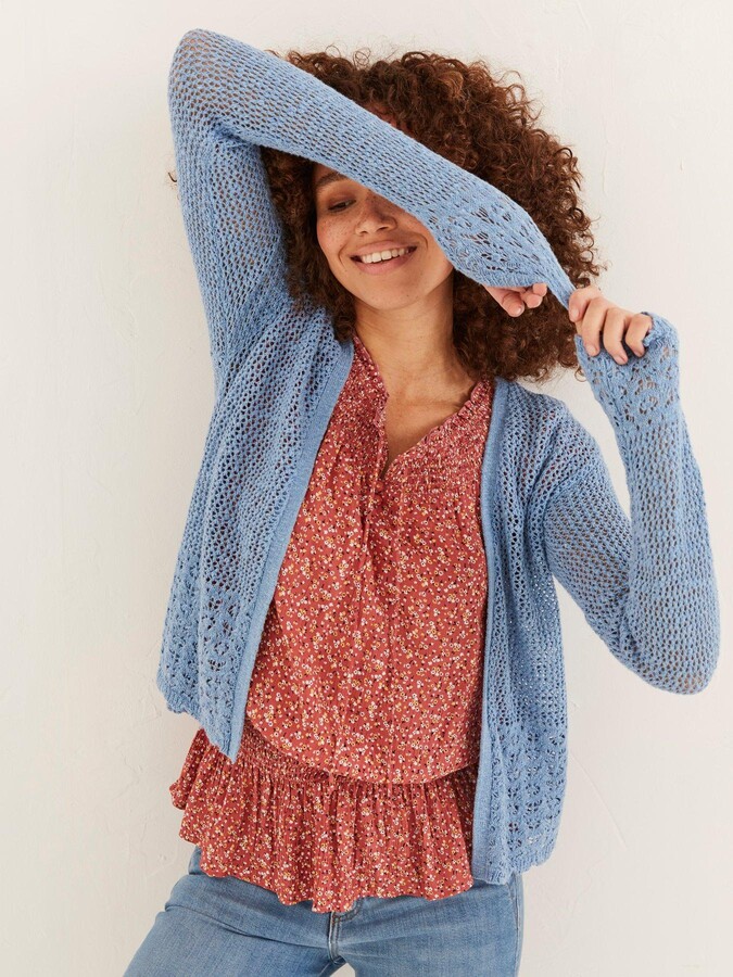 Fat Face Fatface Priya Edge To Edge Cardigan Blue Shopstyle
