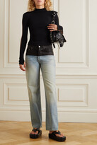 Thumbnail for your product : Amiri Leather-trimmed Mid-rise Straight-leg Jeans - Blue