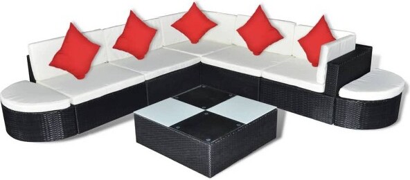 VidaXL vidaXL8PiecePatioLoungeSetwithCushionsPolyRattanBlack