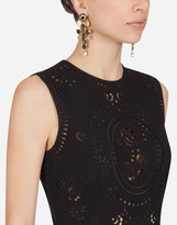 Thumbnail for your product : Dolce & Gabbana Sleeveless cady calf-length dress with intaglio detailing