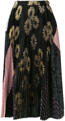 Biyan Micro-Pleated Floral Skirt