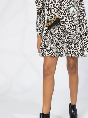 RED Valentino Leopard-Print Long-Sleeve Dress