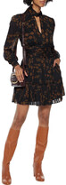 Thumbnail for your product : Nicholas Gemma Cutout Pleated Printed Chiffon Mini Dress