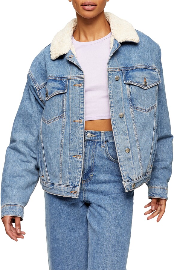 topshop shearling denim jacket
