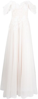 Tadashi Shoji Pierce floral-embroidery bridal dress