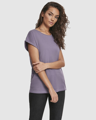 Urban Classics Women's Purple Basic T-Shirts - UC Ladies Extended Shoulder Tee