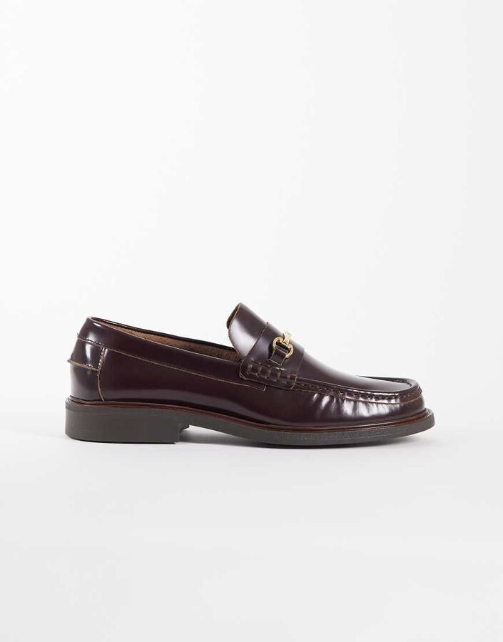 Noak made in Portugal penny loafers in brown leather with gold snaffle