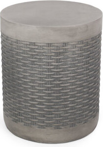 Latitude Run Elegant Lounge Area Table - Lightweight Concrete Basket Weave Decoration No Assembly Needed Modern Indoor Side Design