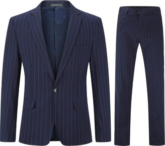 UMISS Men's Stripe 2 Pieces Suit Double Breasted Jacket & Pants at   Men's Clothing store