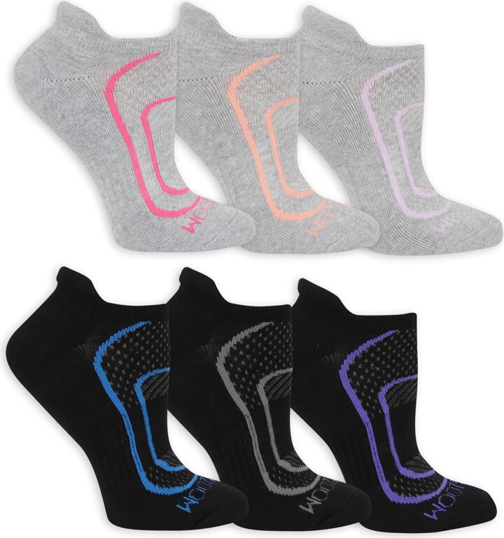 Fruit of the Loom Coolzone No-Show Tab Socks for Women, Black & Gray, Sizes 4-10 (6-Pack)