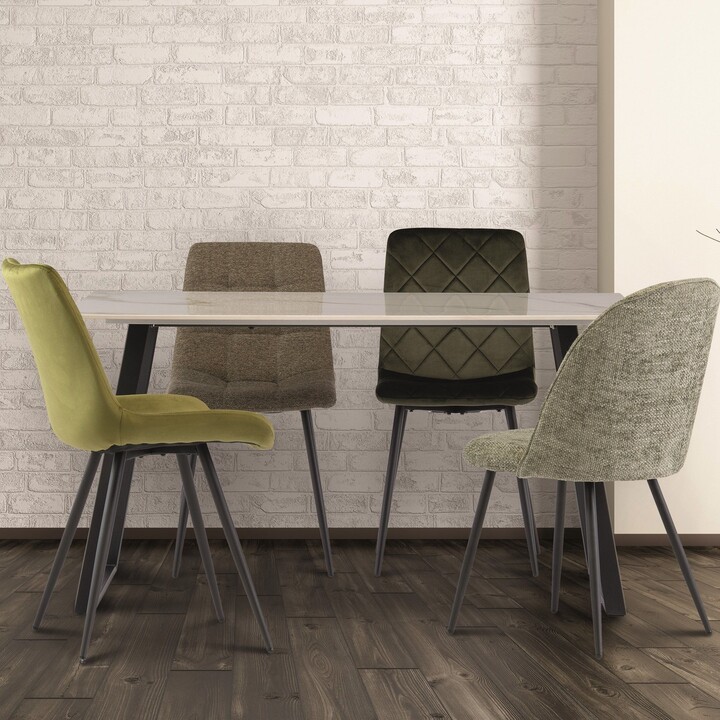 Dunelm Massimo Rectangular 4 Seater Dining Table White Sintered Stone