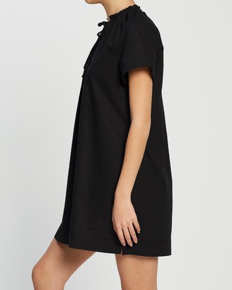 Atmos & Here Atmos&Here - Women's Black Mini Dresses - Samara Cotton Smock Dress - Size 8 at The Iconic