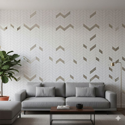 Mango Tile 12"X12" Marble Rome Golden Chevron Mosaic Mg5925 Wall & Floor Tile(5Pcs/Box)