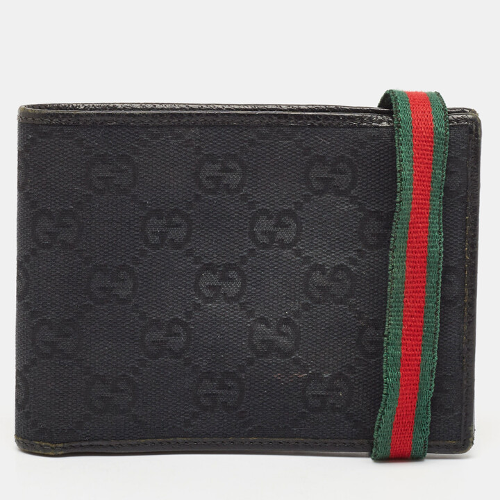 Gucci Black GG Canvas Web Bifold Wallet