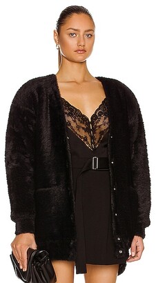 T by Alexander Wang Oversized V Neck Cardigan in Black