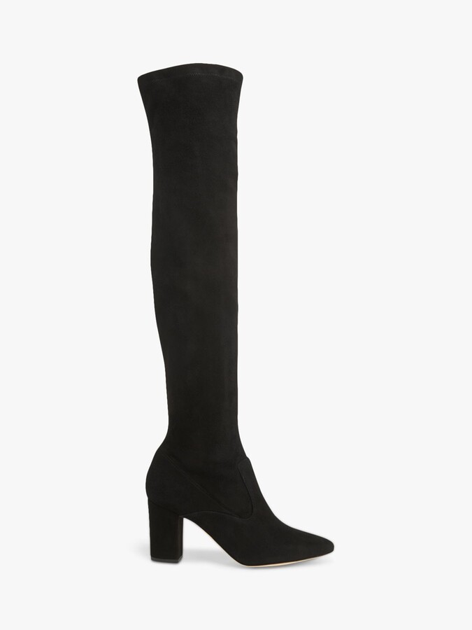black mid heel over the knee boots
