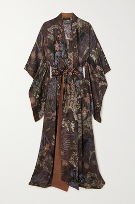 Carine Gilson Floral-print Silk-satin Robe - Plum