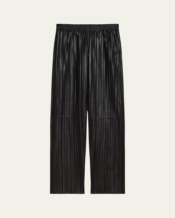 Helmut Lang Pull-On Pleated Leather Car Trousers