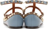 Thumbnail for your product : Valentino Blue Caged Rockstud Ballerina Flats