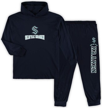 Men's Concepts Sport Deep Sea Blue Seattle Kraken Big and Tall Pullover Hoodie and Joggers Sleep Set