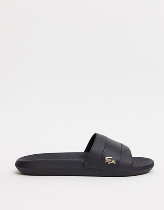 Lacoste croco sliders black with gold croc - ShopStyle Sandals
