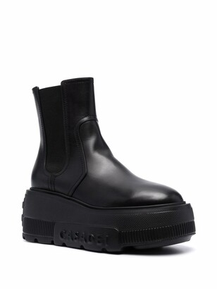 Casadei leather platform Chelsea boots