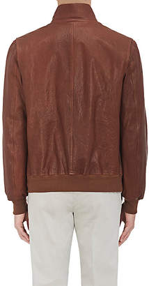 Luciano Barbera Men's Reversible Leather & Broadcloth Bomber Jacket