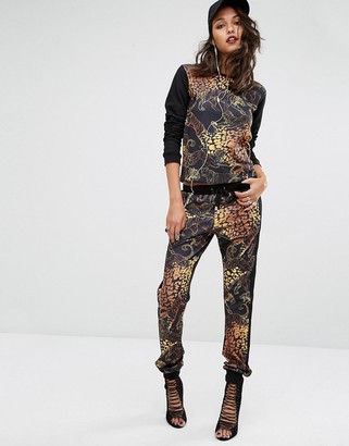 Versace Jeans Animal Print Trackpant with Waffle Panel