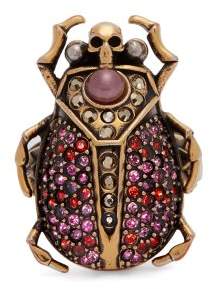 Alexander McQueen Scarab Crystal Pave Ring - Womens - Pink