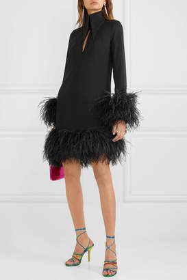 16Arlington Michelle Feather-trimmed Mini Dress - Black