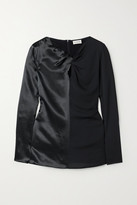 Thumbnail for your product : By Malene Birger Ficus Twist-front Paneled Satin And Crepe Blouse