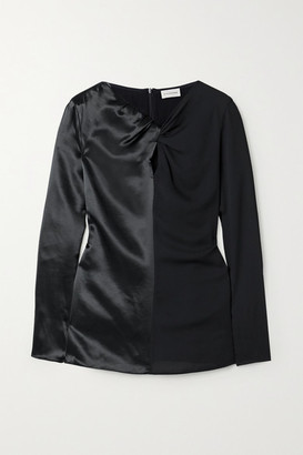 By Malene Birger Ficus Twist-front Paneled Satin And Crepe Blouse
