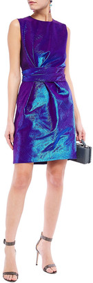 Lanvin Belted Iridescent-effect Cotton-blend Taffeta Mini Dress
