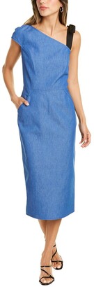 ARIAS One-Shoulder Linen-Blend Midi Dress