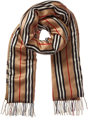 Burberry Check & Icon Stripe Cashmere & Silk Scarf - ShopStyle Accessories