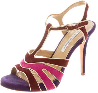 Diane von Furstenberg Suede Colorblock Sandals