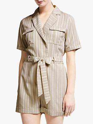 Y.A.S Sienna Collared Shirt Playsuit, Neutral