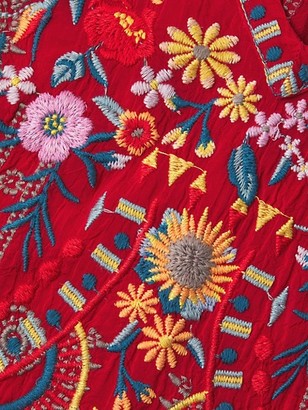 Johnny Was Multicolor Floral-Embroidered Tunic