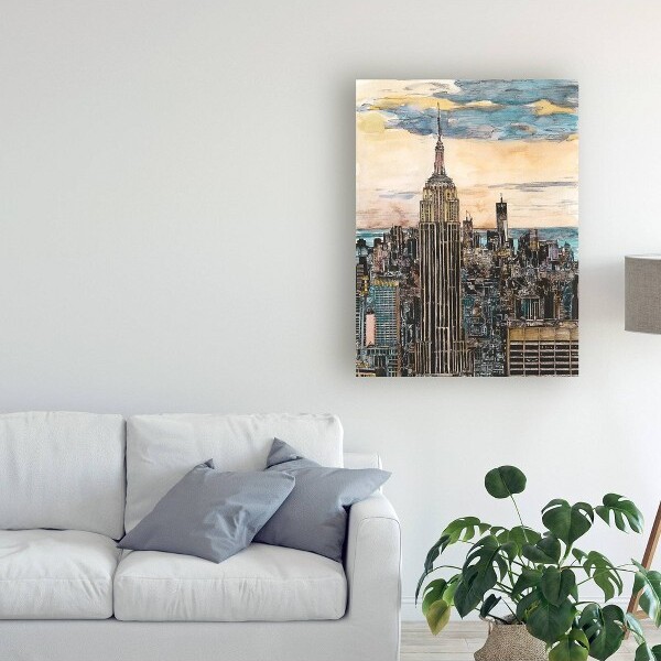 14" x 19" Us Cityscape Nyc by Melissa Wang - Trademark Fine Art: Vertical Canvas, Digital City Artwork