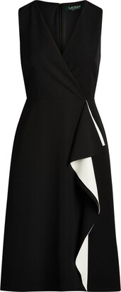 Lauren Ralph Lauren Crepe Surplice Dress Midi Dress Black