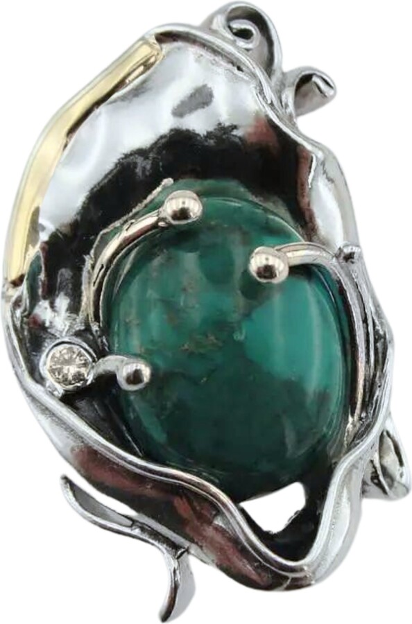 Etsy Handmade Turquoise Ring Sterling Silver & 9K Gold Israeli Design