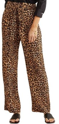 Nanushka Luma Belted Leopard-print Plisse-jersey Straight-leg Pants