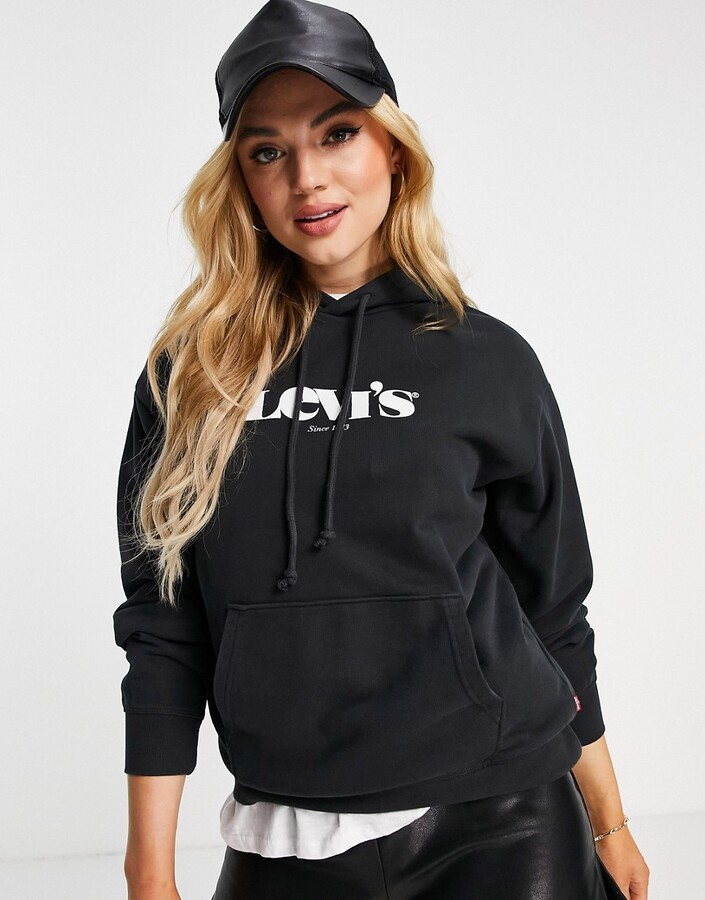 Levi's logo hoodie in black - ShopStyle