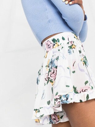 Alessandra Rich Floral-Print Wide-Leg Shorts