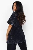 Thumbnail for your product : boohoo Petite Acid Wash No Fear T-shirt