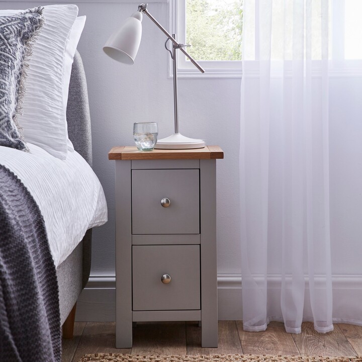 Dunelm Bromley 2 Drawer Slim Bedside Table Grey and Brown ShopStyle